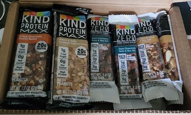 KIND Protein MAX and ZEROg Added Sugar Bundle Pack, High Protein Bars, Keto Snacks, (6) Protein MAX (6) Zero Added Sugar Bars, 4 Flavors, 12 Count Pack Customer Review KIND Protein MAX and ZEROg Added Sugar Bundle Pack, High Protein Bars, Keto Snacks, (6) Protein MAX (6) Zero Added Sugar Bars, 4 Flavors, 12 Count Pack - Customer Photo 1