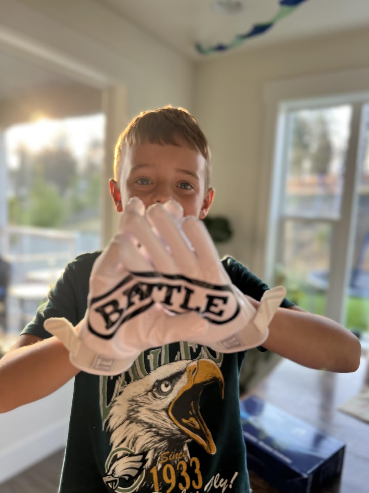 Battle Sports Double Threat Wide Receiver Football Gloves with Ultra Stick Tacky Grip Palm, Secure Fit Breathable Material & Superior Ball Control customer photo 2