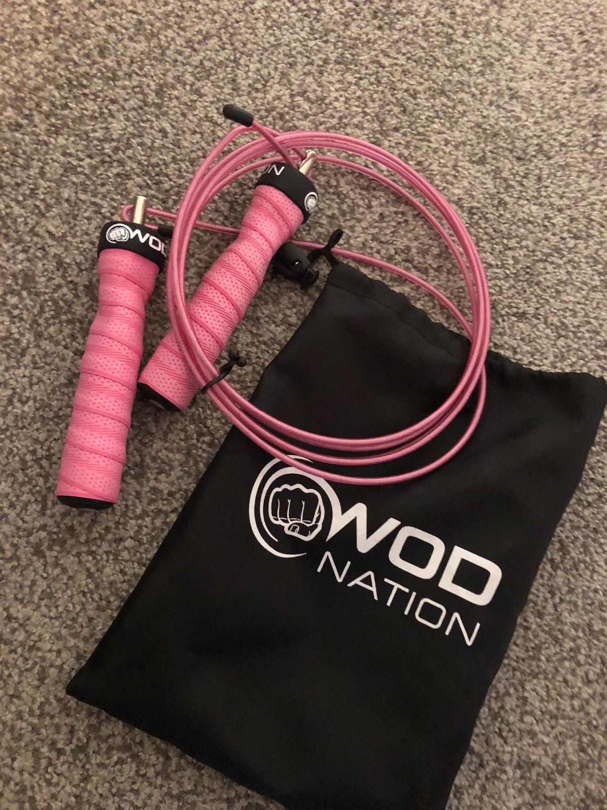 WOD Nation Attack Speed Jump Rope : Adjustable Jumping Ropes : Unique Two Cable Skipping Workout System : One Thick and One Light 11 Foot Cable : Perfect for Double Unders : Men and Women customer photo 1