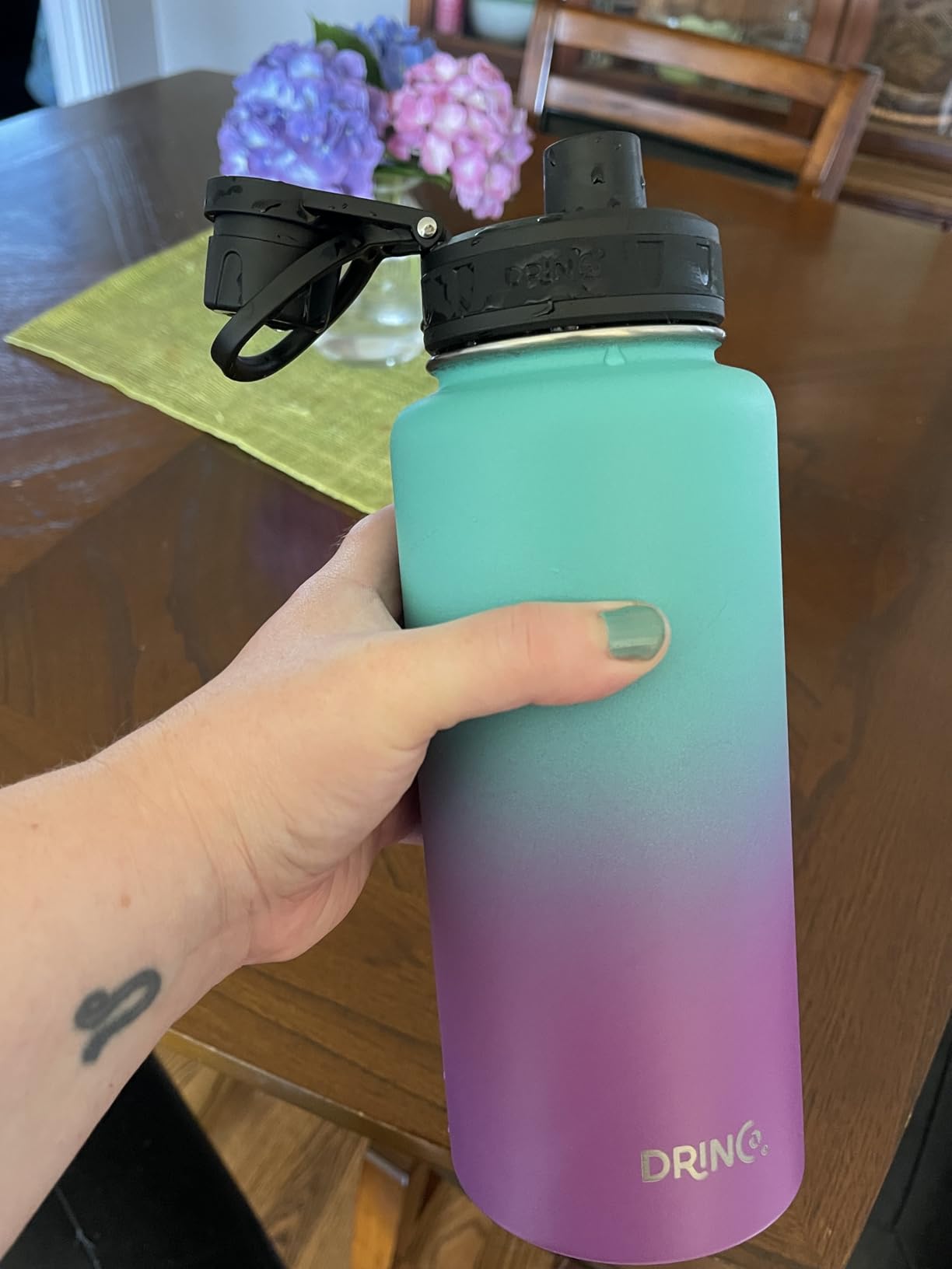 Drinco Stainless Steel Water Bottle Spout Lid Vacuum Insulated Double Wall Water Bottle customer photo 2