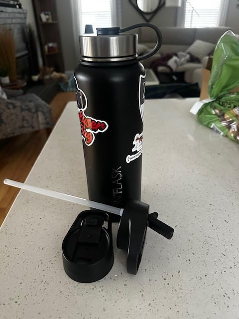 IRON FLASK Camping & Hiking Hydration Flask with Straw, Wide Mouth Insulated Stainless Steel Sports Water Bottle - 40 oz Midnight Black customer photo 1