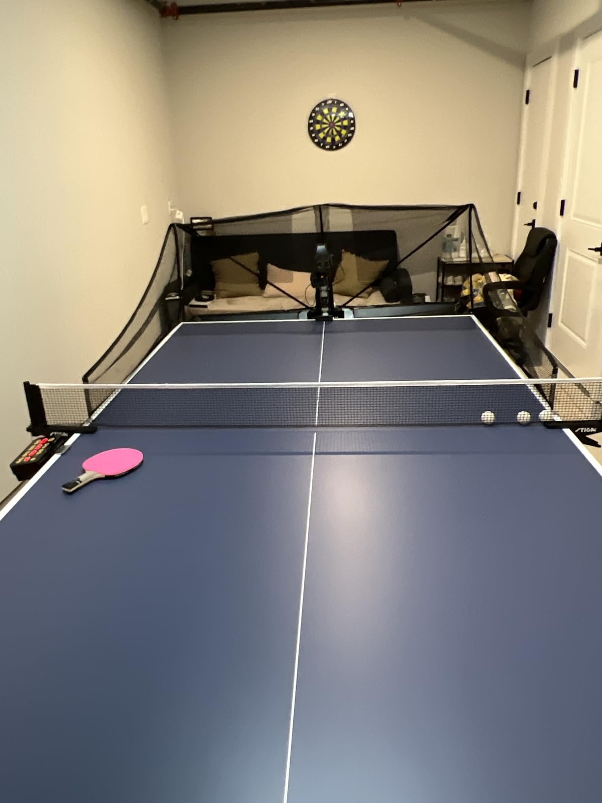 Suz S201 Table Tennis Robot with Machine Recycling net and 200 Balls | easy to assemble,Lots of options for spin, speed and oscillation,with machine recycling net, don't need to pick up balls customer photo 1