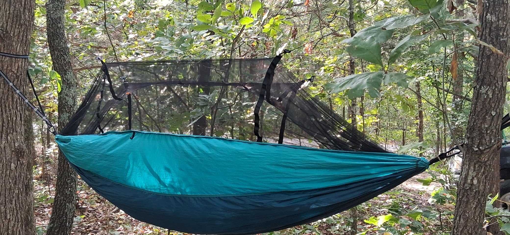 Camping Hammock with Mosquito Net, Double & Single Lightweight Portable Hammocks with Tree Straps, Parachute Hammock for Camping, Backpacking customer photo 1