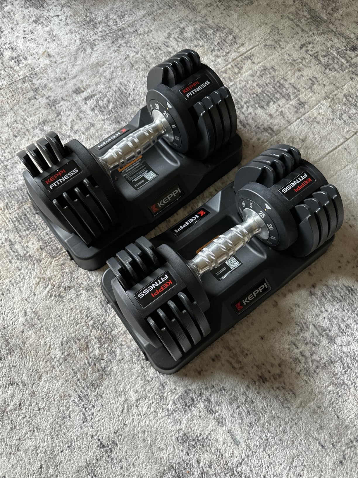 Keppi Adjustable Dumbbells Set-25lb/40lb/55lb/60lb, Anti-Slip Metal Fast Adjust Weight Handle customer photo 1