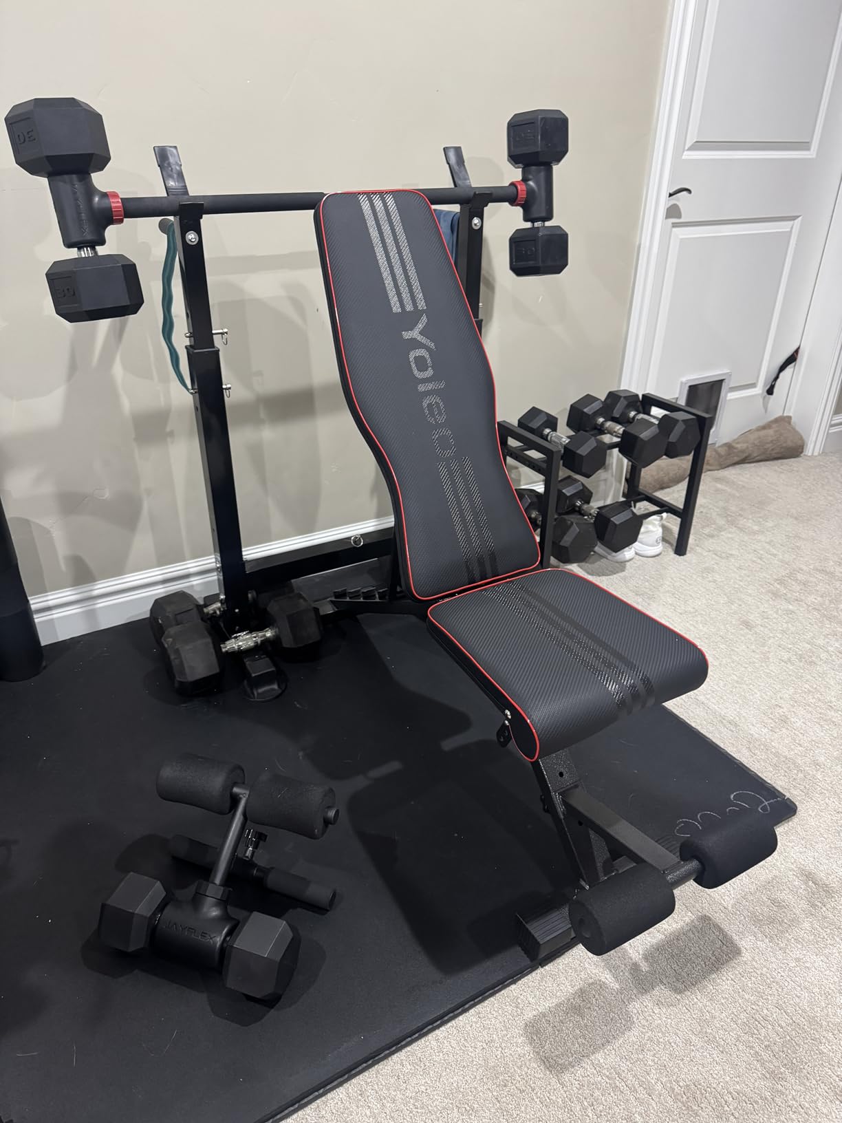 Yoleo Adjustable Weight Bench for Full Body Workout; Foldable Bench Press Bench of Home Gym Strength Training; Incline Decline Flat Utility Workout Bench with Quick Folding & Fast Adjustment (Black) customer photo 2