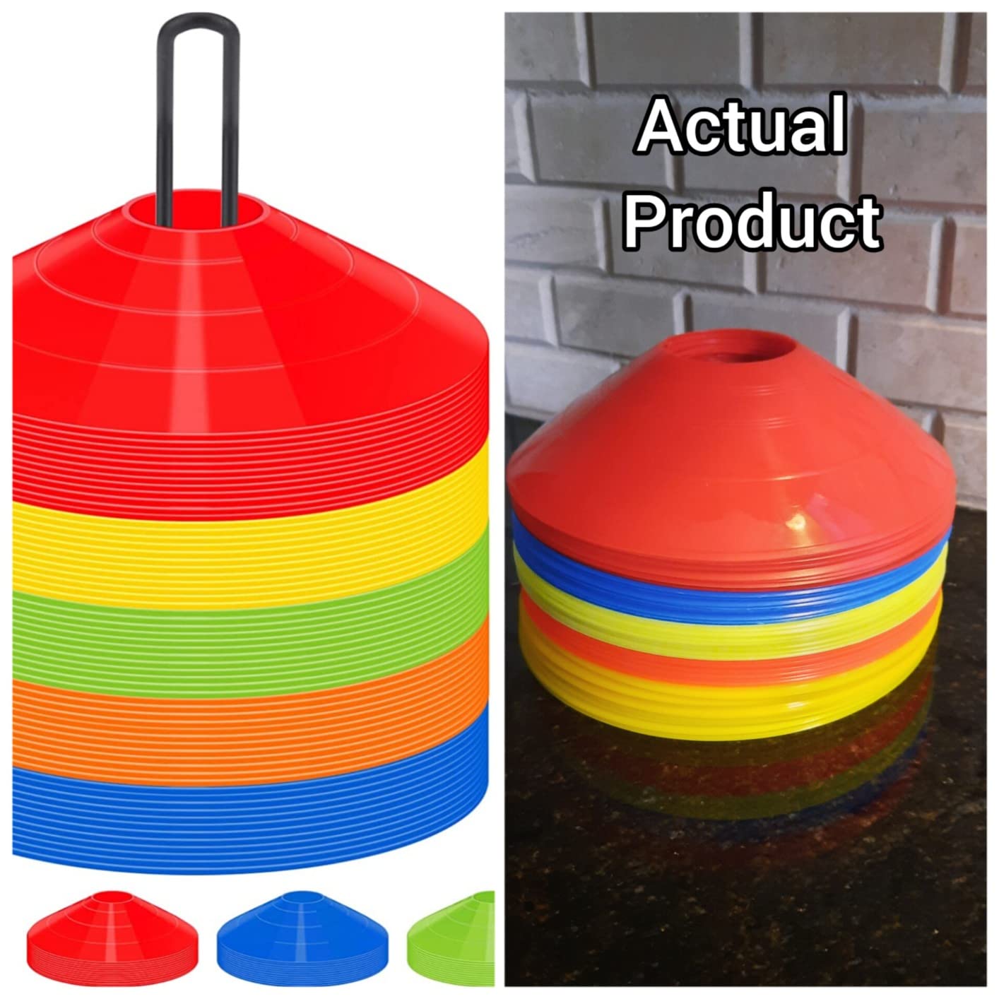 60/120 Pack Agile Soccer Cones with Portable Bags & Brackets, Sports Cones, Soccer Cones for Training, Soccer Training Equipment, Agile Soccer Cones Used for Football Training customer photo 1