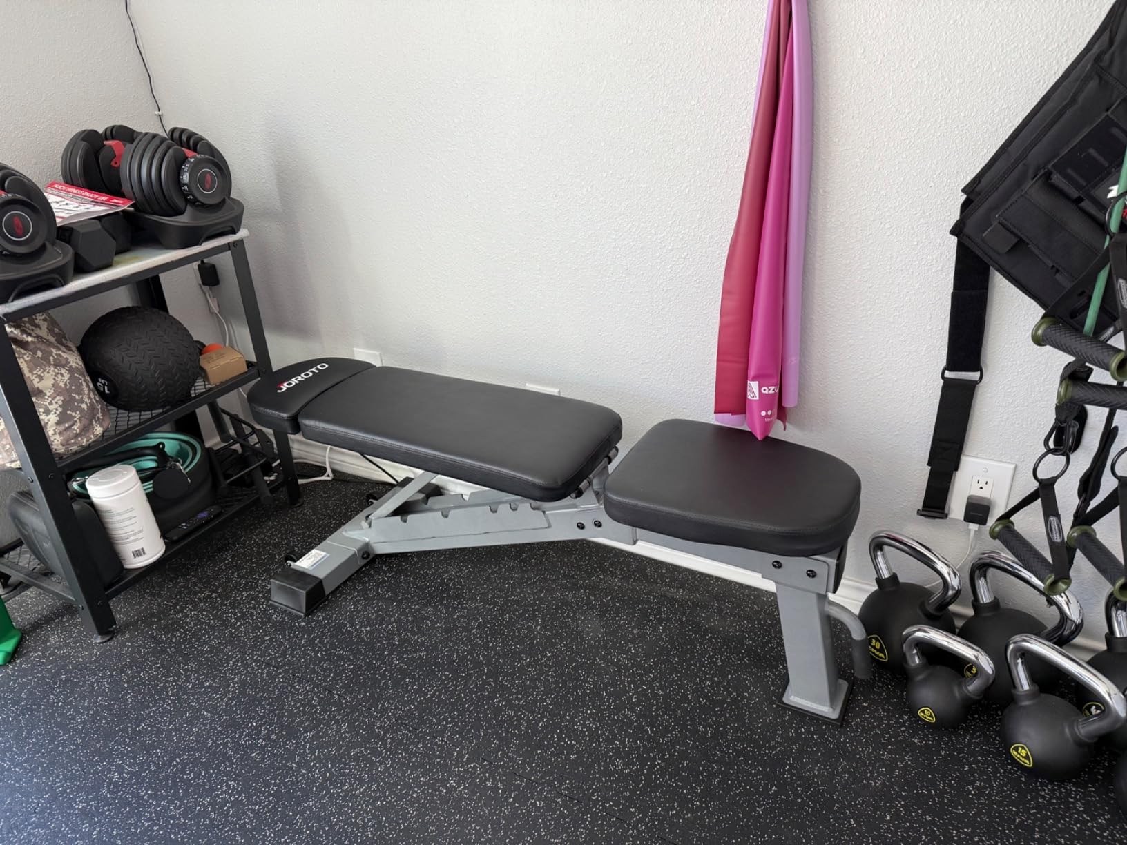 JOROTO Adjustable Weight Bench, 1300LBS Workout Bench for Home Gym Strength Training, Incline Decline Flat Bench Press with Wheels and Extended Backrest, Foldable Exercise Bench for Full Body Workout customer photo 2