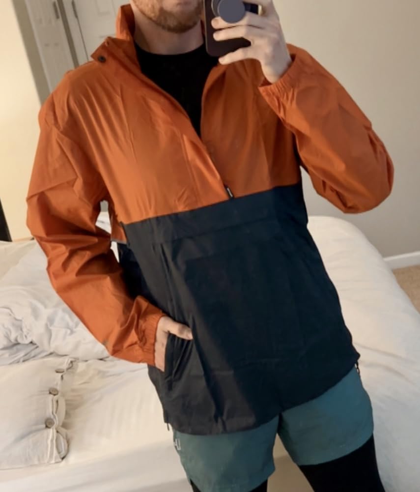 Men's Rain Jacket Waterproof Lightweight Packable Rain Pullover for Hiking Golf Running customer photo 1