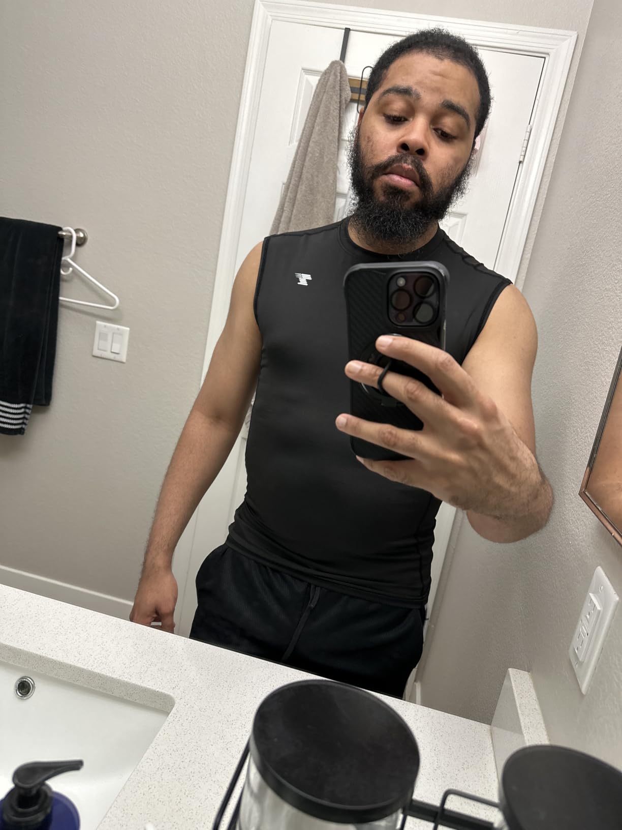 5 Pack Men's Athletic Compression Shirts Sleeveless Workout Tank Top Sports Base Layer Running Basketball customer photo 1