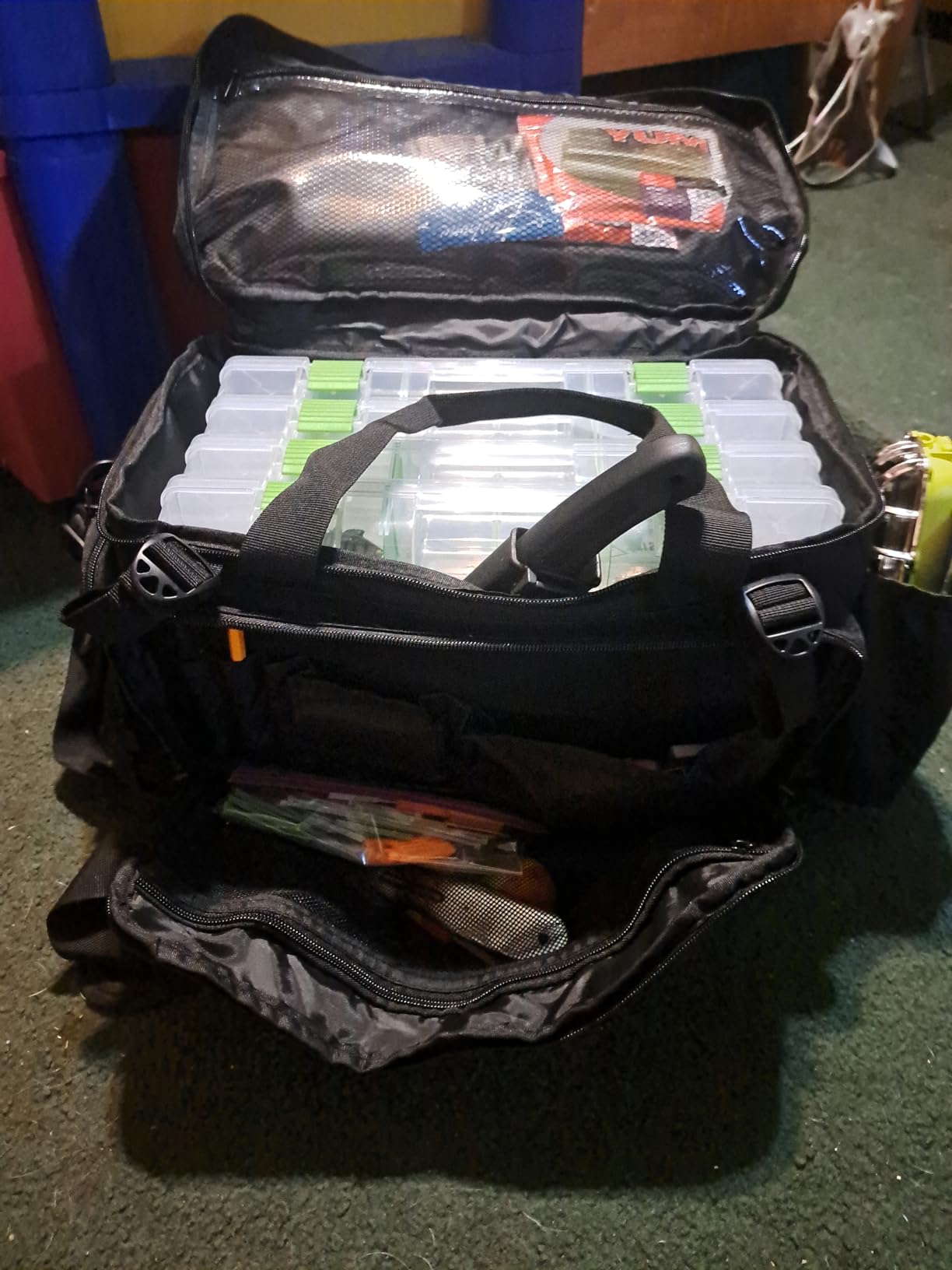 Waterproof Fishing Tackle Bag with Waterproof EVA Bottom - Soft Tackle Box Storage Bag with Rod Holder customer photo 1