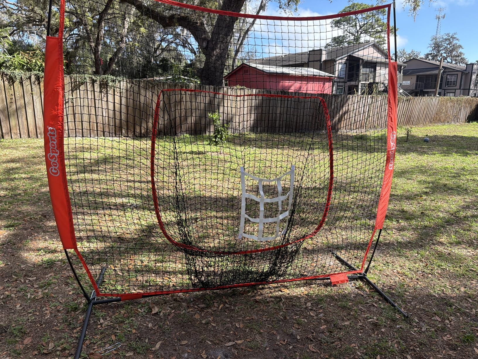 GoSports 7 ft x 7 ft Baseball & Softball Nets - Red, Black, or PRO -Practice Hitting & Pitching Net with Bow Type Frame, Carry Bag and Strike Zone, Great for All Skill Levels customer photo 1