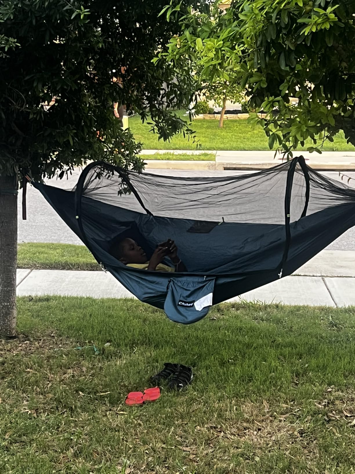 Chihee Ultra-Light Travel Camping Hammock Pop-up Net Hammock 660lbs Load Capacity,Breathable,Quick-Drying Parachute Nylon 2 Premium Carabiners,2 Tree Slings Included for Outdoor Backpacking Hiking customer photo 2