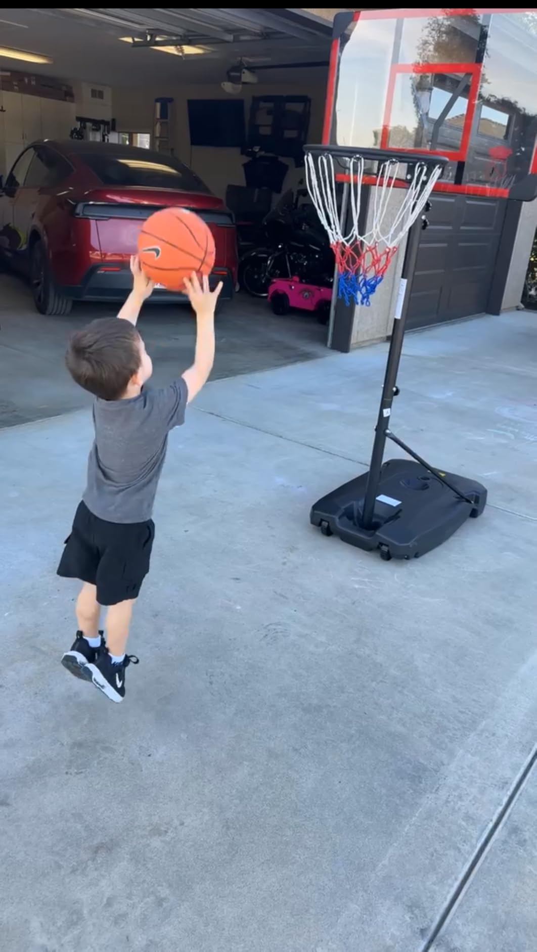 Kids Basketball Hoop Outdoor 4.82-8.53ft Adjustable, Portable Basketball Hoops & Goals for Kids/Teenagers/Youth in Backyard/Driveway/Indoor, with Enlarged Base and PC Backboard customer photo 1