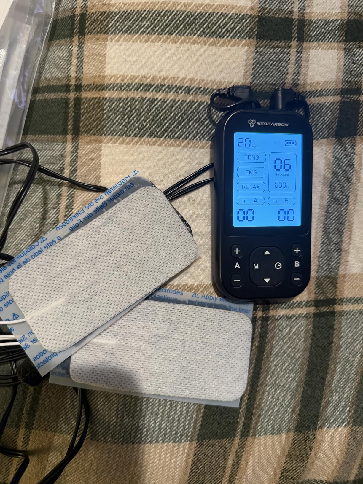 Neocarbon TENS Unit Muscle Stimulator Pro for Back Pain Relief, Shoulder Recovery and Physical Therapy, Electronic EMS Massager Machine with PMS Pulse for Effective Shock Therapy customer photo 1