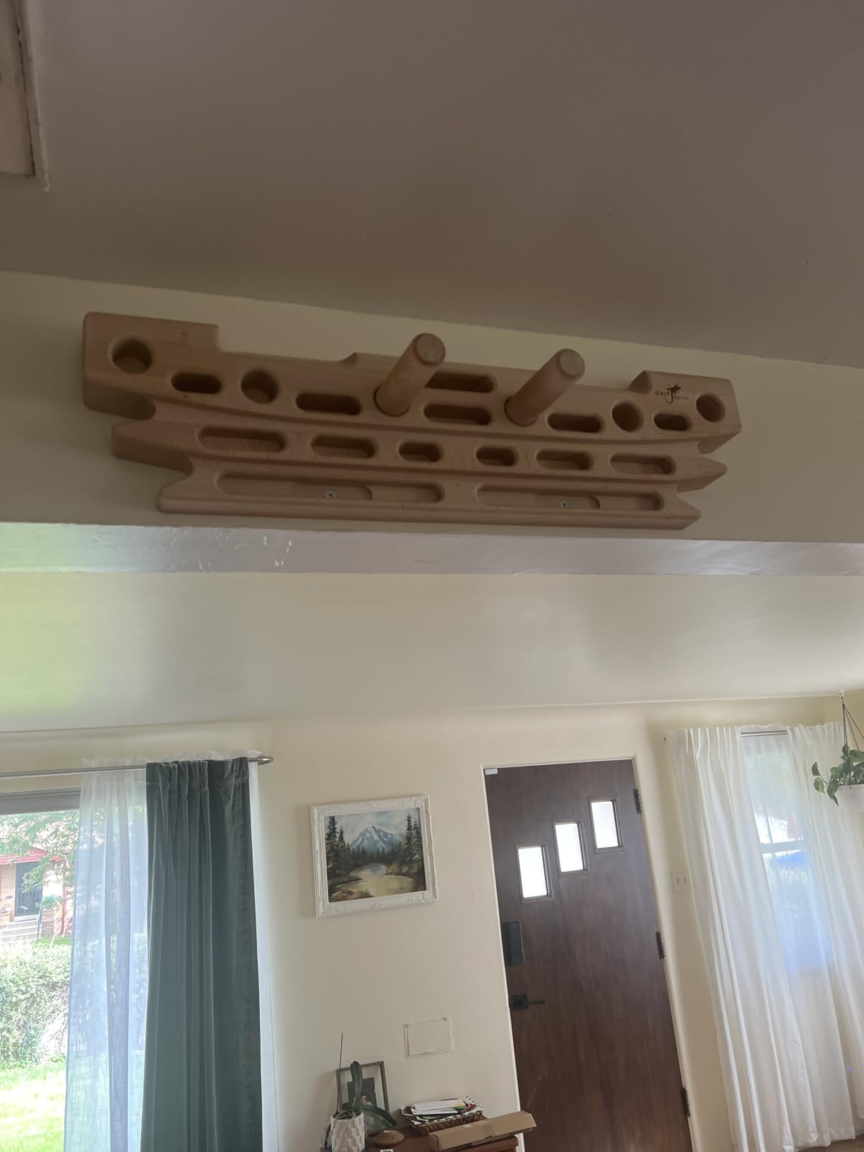 FingerPeg 1.0 Hangboard, Wooden Fingerboard Training Board for Climbing with Pull-Up Bars customer photo 1