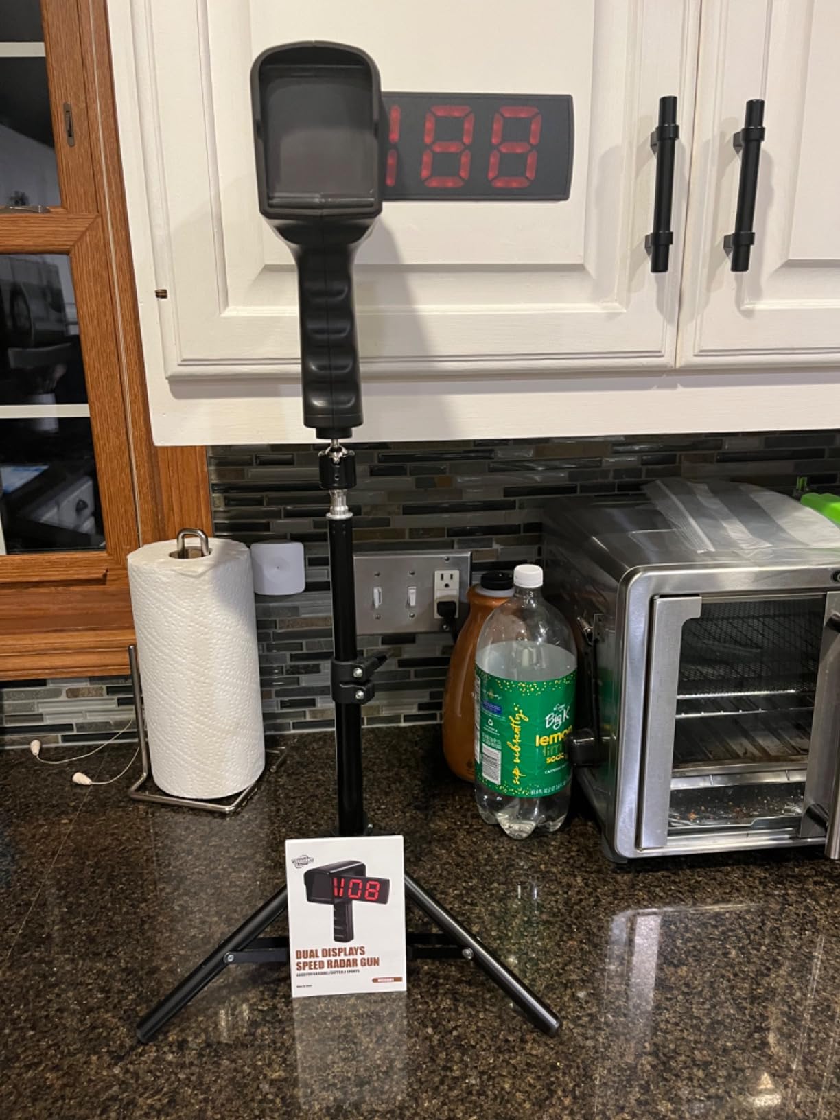 Baseball Radar Gun with Tripod, Speed Radar Gun for Baseballs Softball, LED+LCD Larger Display,Handheld or Hand Free SpeedSensors Base Ball Speed Training Equipment for All Baseball Players customer photo 1