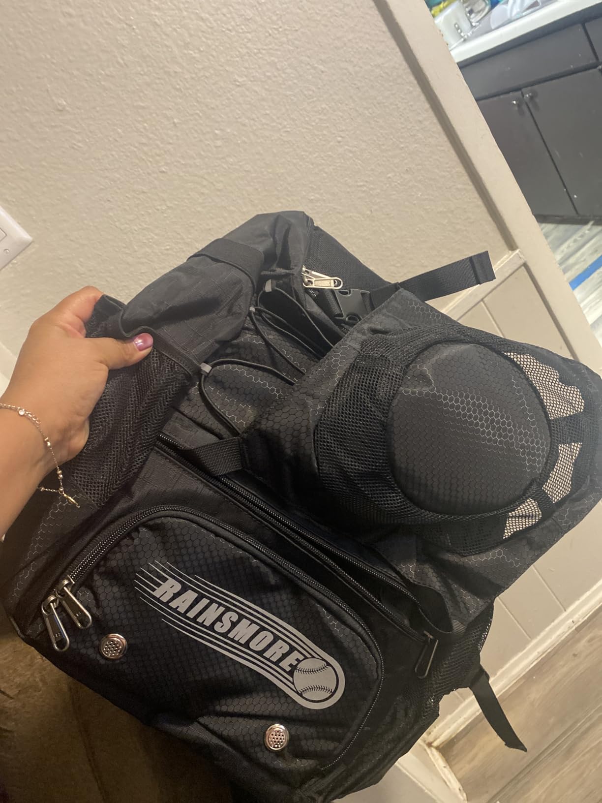 RAINSMORE Baseball Bag for Youth & Adult Lightweight Softball Bat Bag with Shoe Compartment, External Helmet Holder and Fence Hook Waterproof Baseball Backpack Hold T-Ball, Bat and Softball Equipment customer photo 1