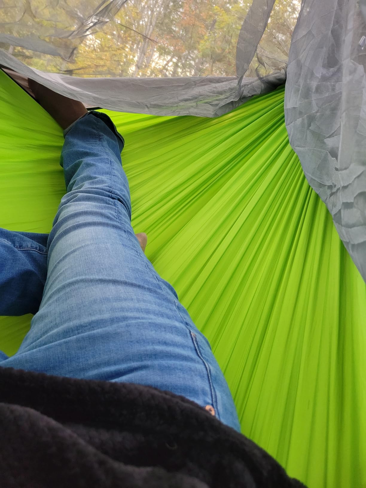 Camping Hammock, Portable Hammocks with Mosquito Net, Lightweight Nylon Parachute Hammock with 10ft Tree Straps, Camping Gear Must Haves for Travel, Hiking, Backpacking, Beach, Patio customer photo 2
