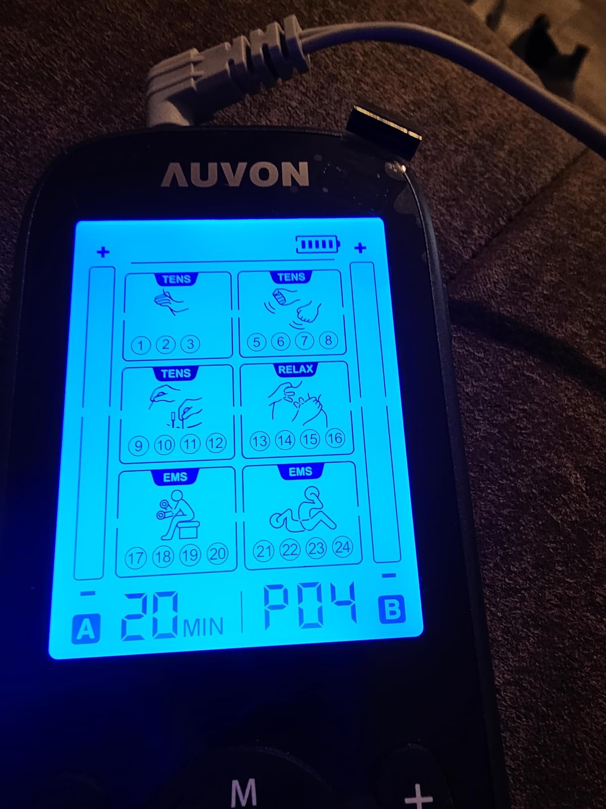 AUVON 3-in-1 TENS Unit Muscle Stimulator, EMS Massage Machine with 40 Intensities for Gradual Shoulder, Sciatica, Back Pain Relief, 24 Modes Rechargeable Electronic Pulse Massager with 12 TENS Pads customer photo 2