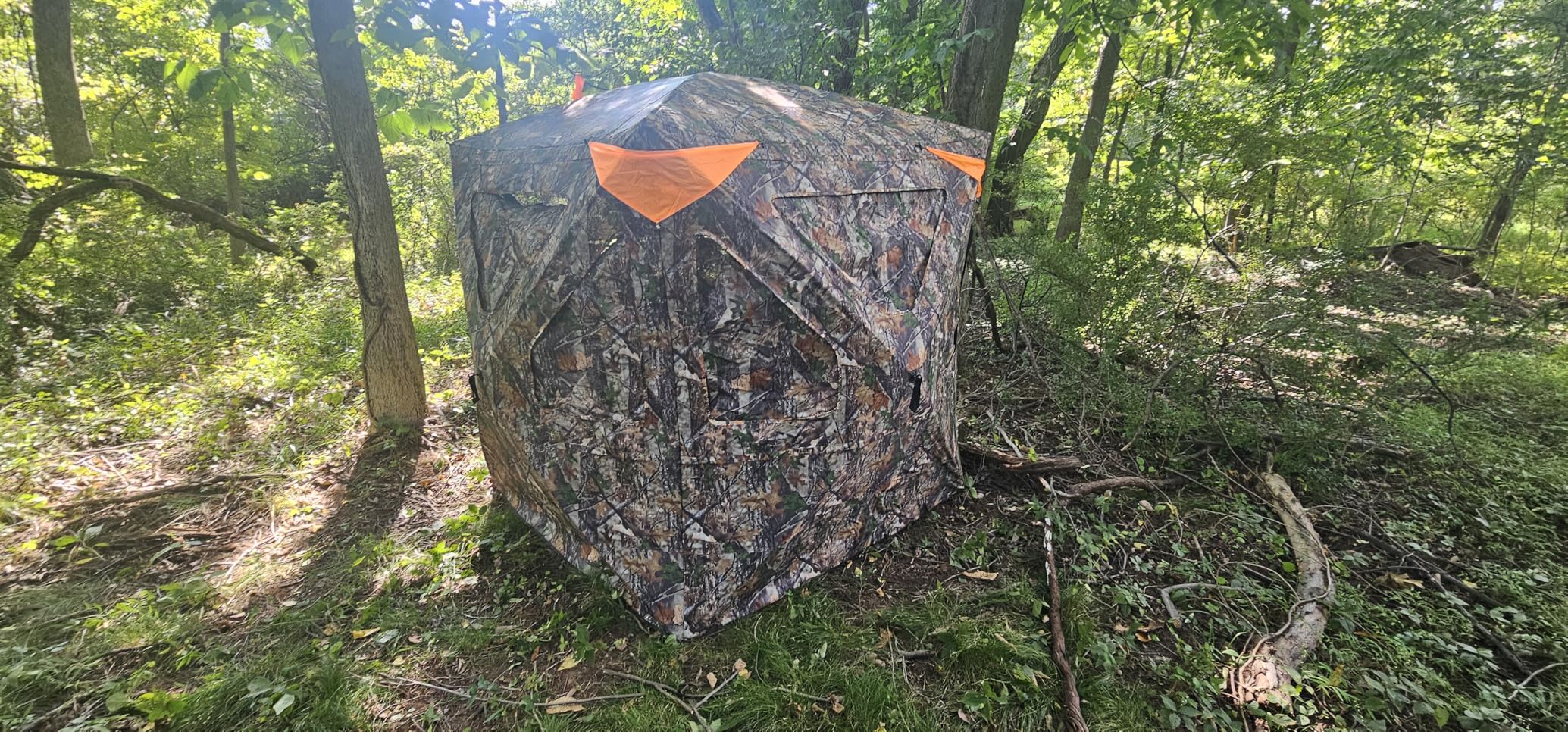 TIDEWE Hunting Blind 360°See Through with Large Open Door, Pop Up Ground Blind with Removable Curtain & Carrying Bag, Portable Resilient Tent customer photo 1