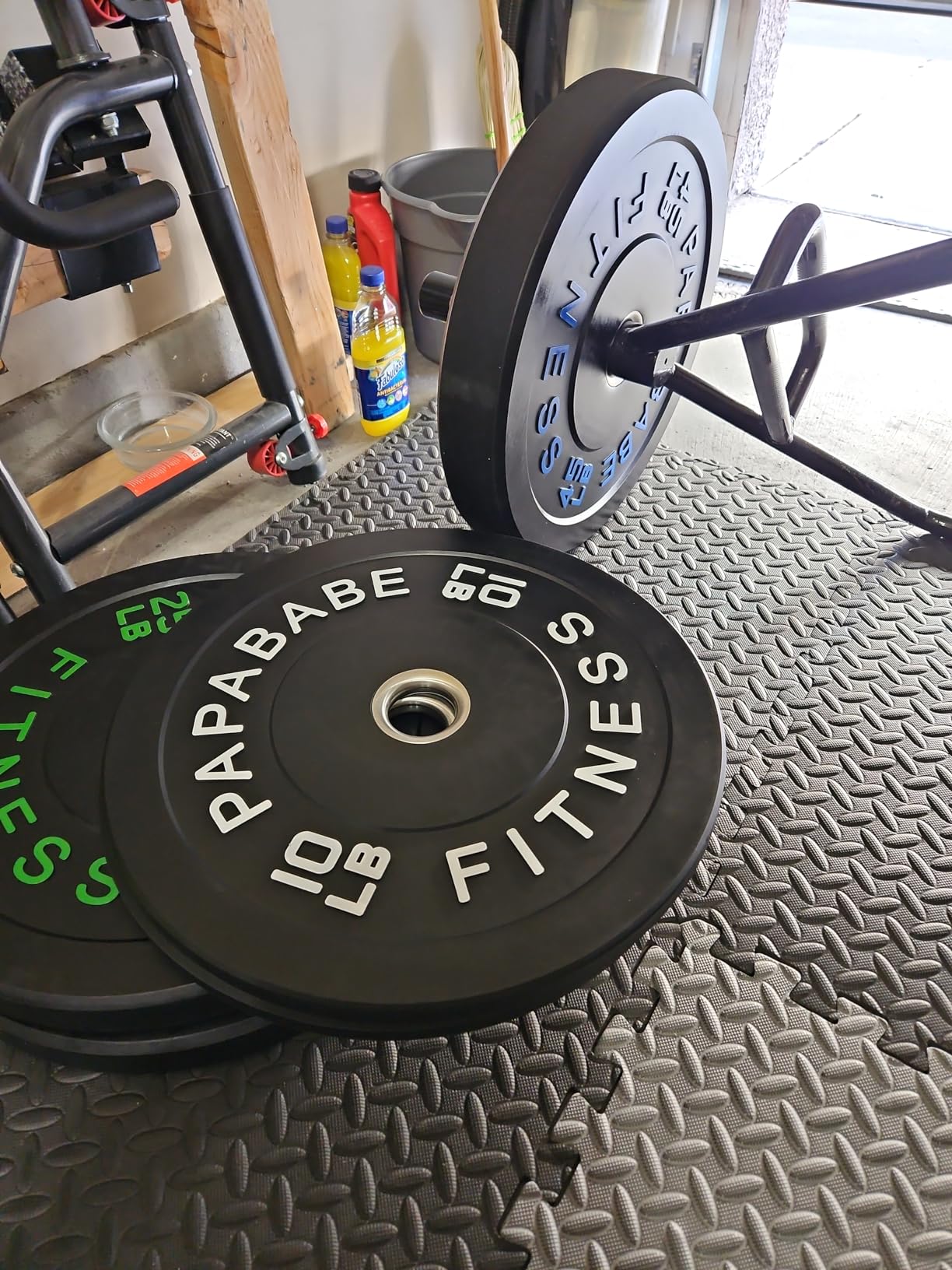 Papababe Weight Plates, 2-Inch Weights Plates Set, Floor Protective Rubber Weight Plates, 10-600lbs Bumper Plates for Barbell Strength Training & Weightlifting customer photo 2