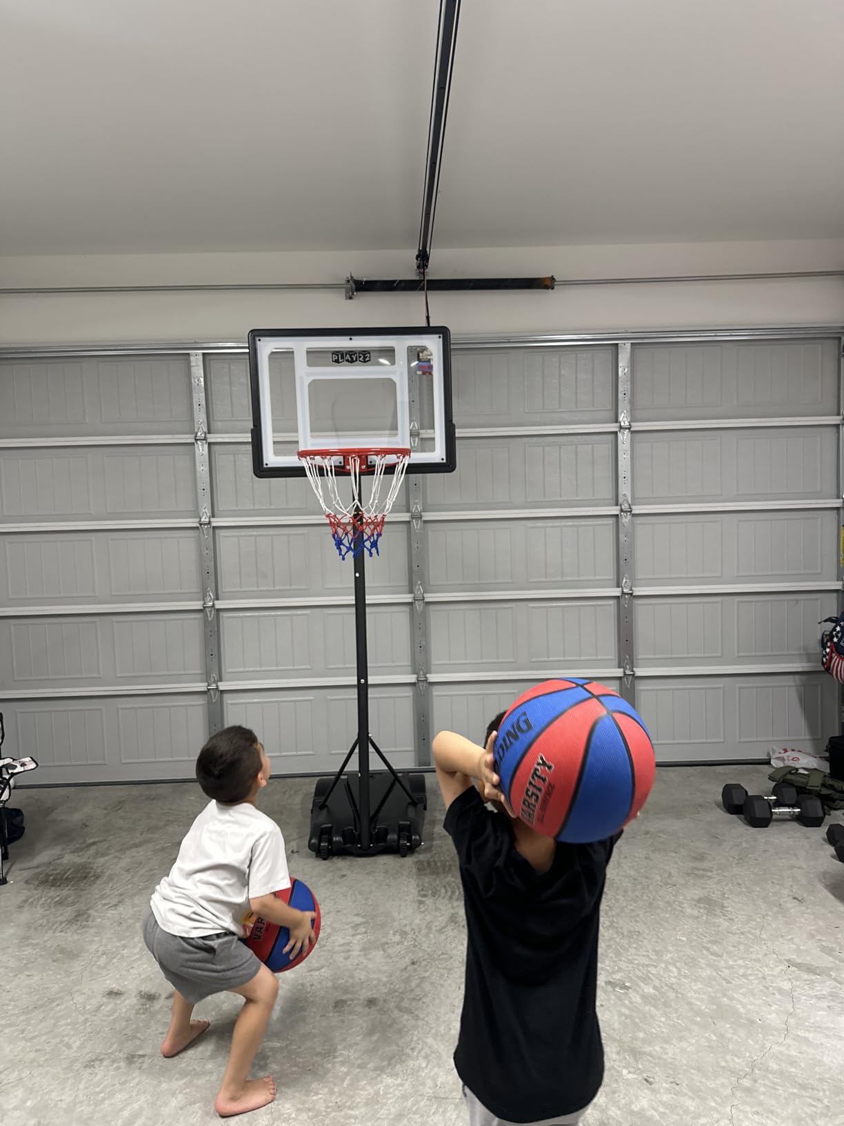 Kids Basketball Hoop Outdoor - 33 inch Backboard, 70-84in Adjustable Height, Portable Basketball Hoops & Goals for Kids/Teenagers/Youth in Backyard/Driveway/Indoor - Fillable Base customer photo 2