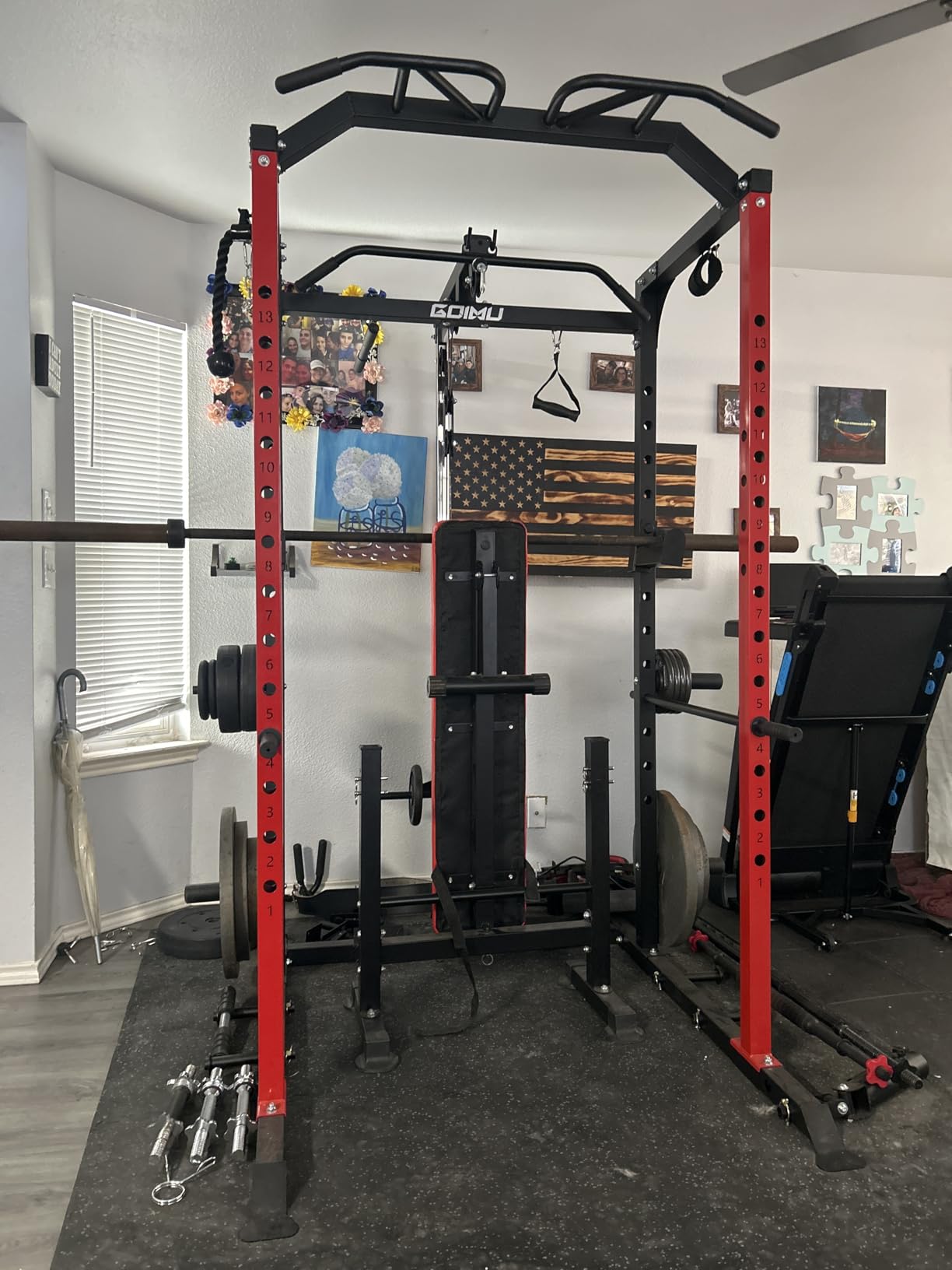 C1-V4 Power Cage, 2000LBS Squat Rack with LAT Pulldown, Multi-Function Weight Cage Strength Training Machine, Workout Cage with More Attachments for Home Gym Garage customer photo 2
