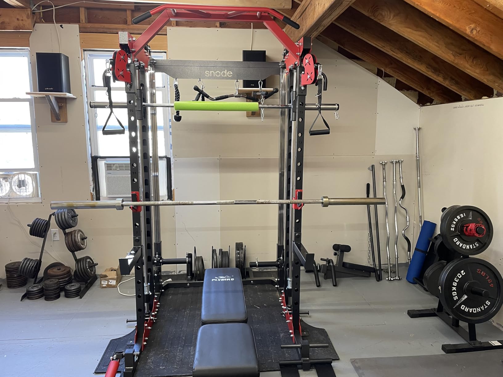SNODE ALL10 Smith Machine for Home Gym, Power Rack with Cable Crossover, Squat Rack with Leg Press and Advanced LAT Pull-Down Seat, 2000LB Weight Capacity customer photo 2
