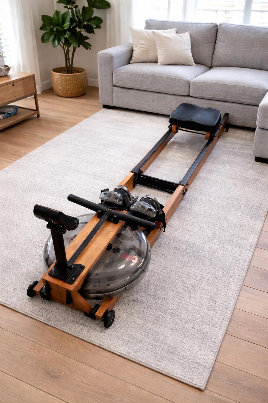 Water Rowing Machine for Home Use, WENOKER Wooden Foldable Rower Machine with Dedicated Monitor & Bluetooth APP, Large Water Tank & Comfortable Seat for Immersive Water Rower, 350LBS Weight Capacity customer photo 1