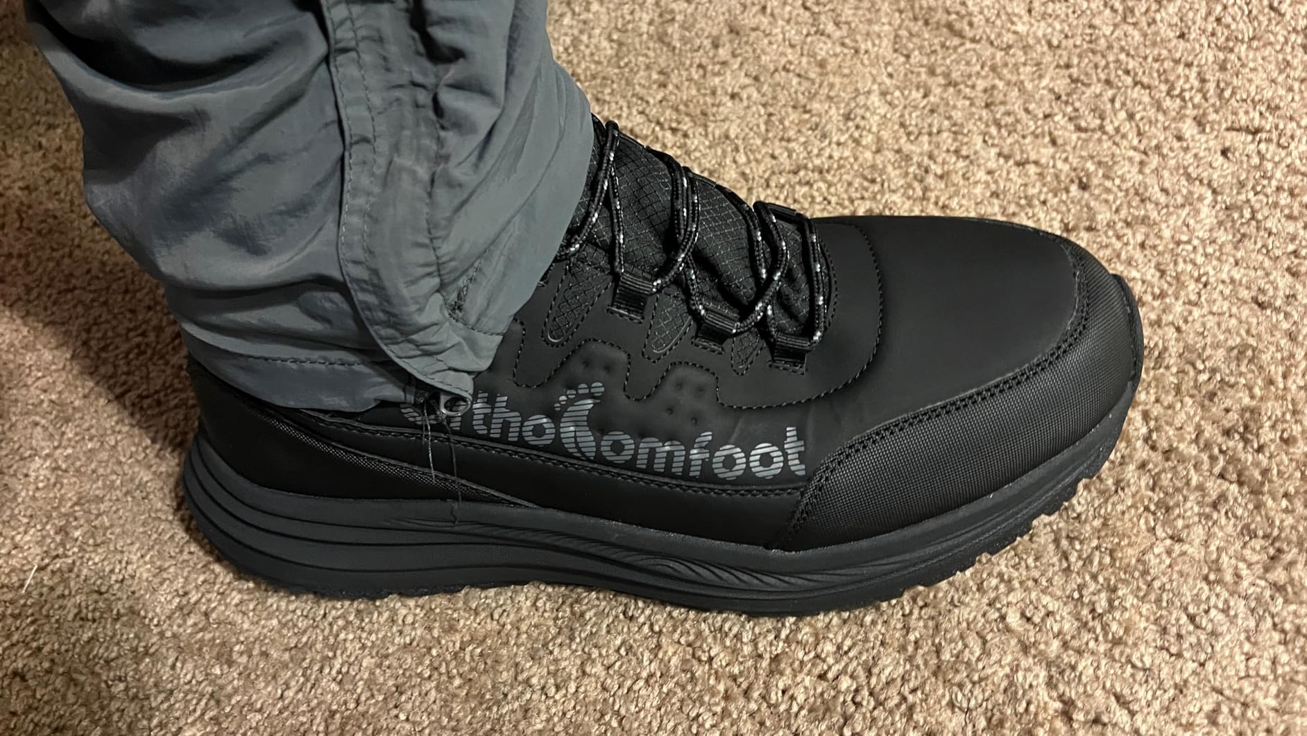 Men's Orthopedic Waterproof Hiking Boots: Comfortable Plantar Fasciitis Work Walking Running Trekking Shoes customer photo 2