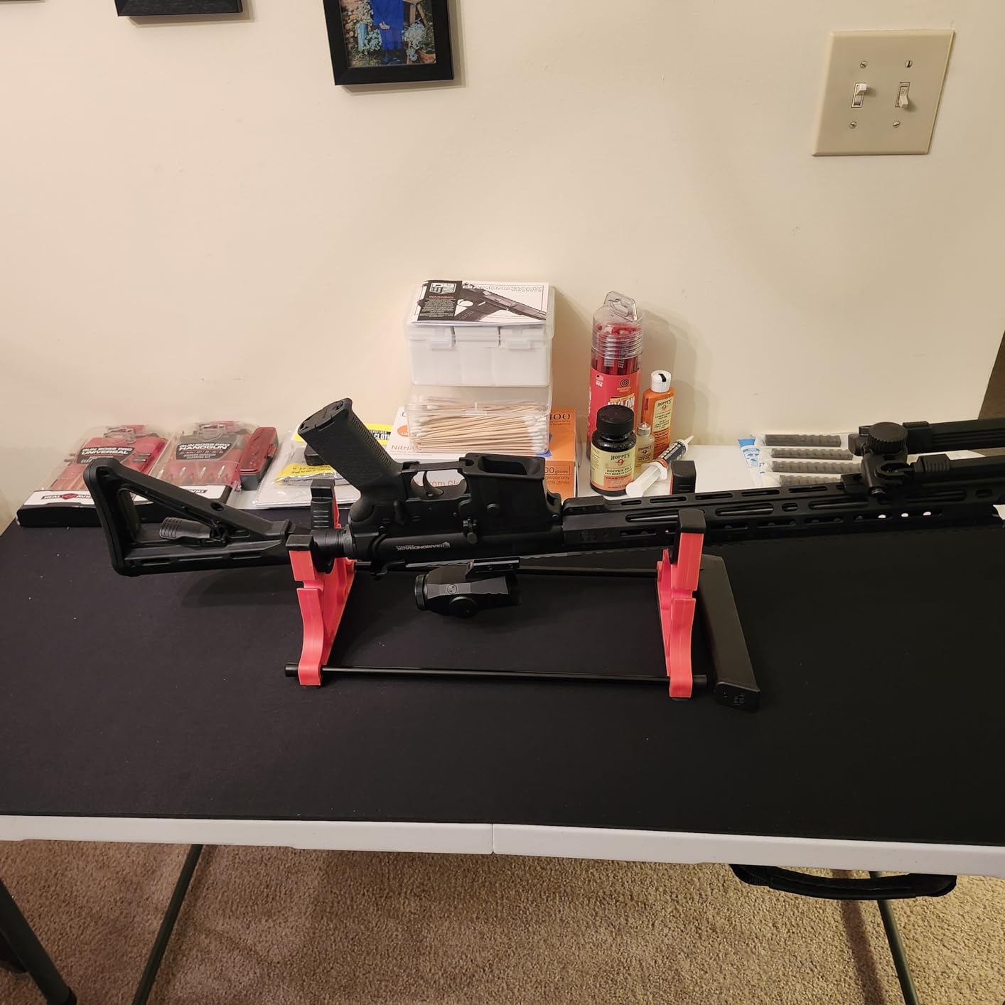Hoppe's No. 9 Cleaning Cradle, Adjustable, Folds for Storage | Sets up in seconds, securely holds any long gun in rubber saddles customer photo 2
