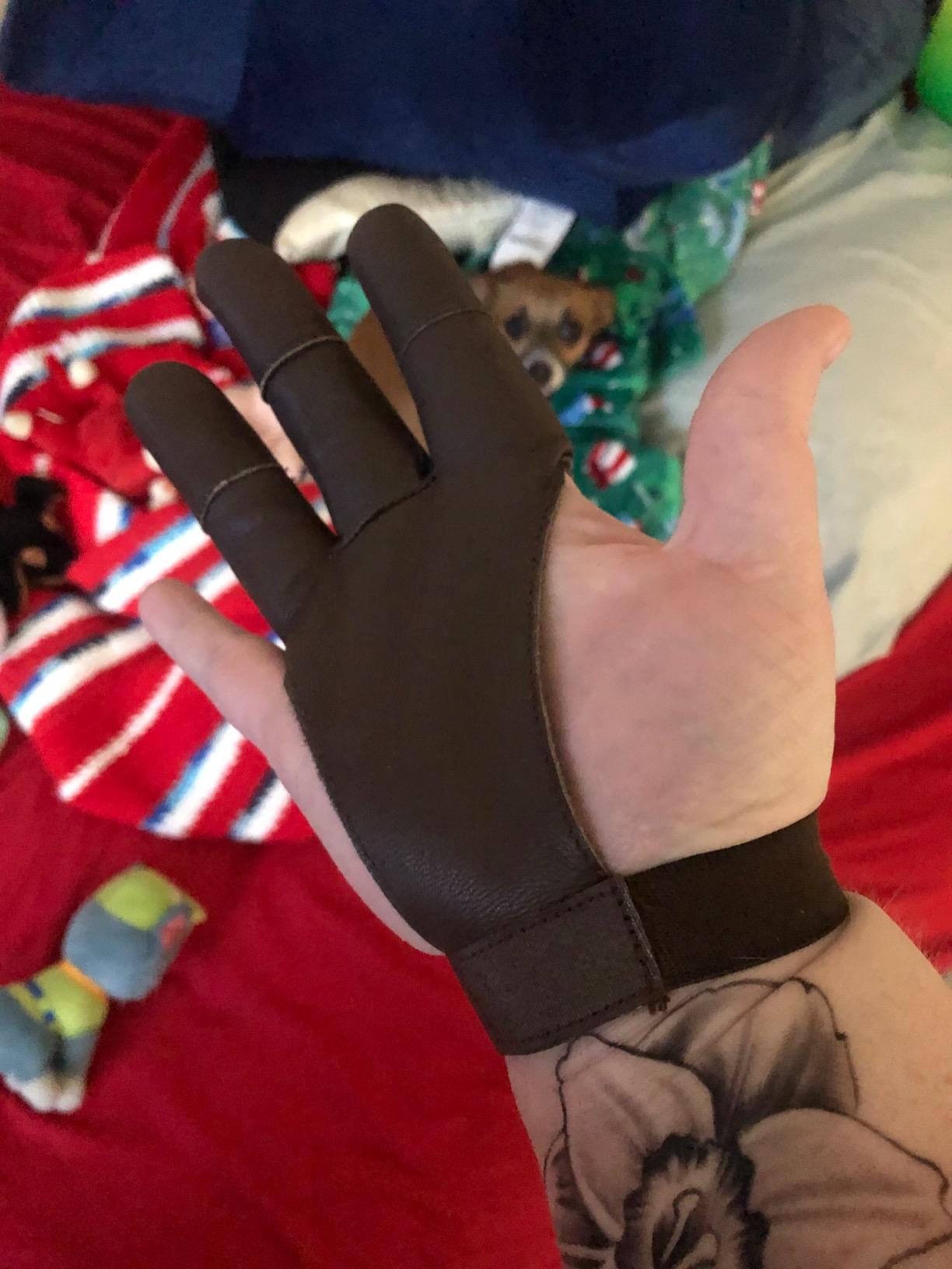 Damascus Gear: DWC Three Finger Archery Gloves (Medium) | Ambidextrous Design, Soft Doeskin Leather, Adjustable Velcro Closure, For Archery, Target Practice, & Bowhunting customer photo 1