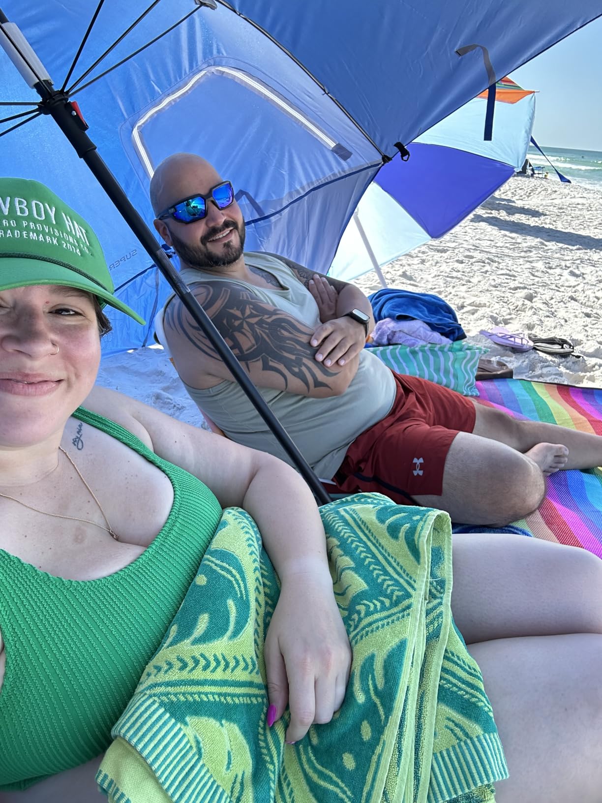 Sport-Brella Super-Brella UPF 50+ Sun and Rain Canopy Umbrella, 8 Foot Portable Beach Shelter with Side Panels, Wind Flaps, and Carry Bag, Blue customer photo 2