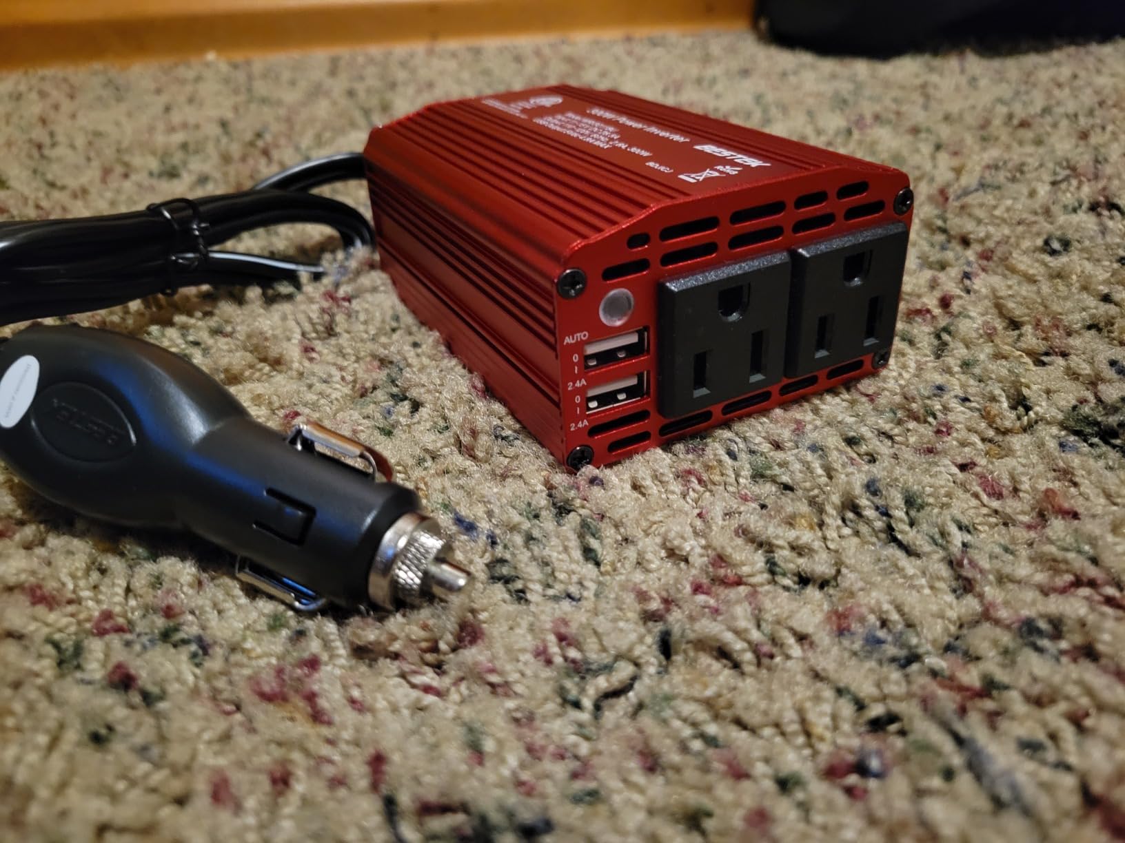 BESTEK Power Inverter DC 12-17V to AC 110V - 300W Car Plug Adapter Outlet | 4.8A Dual USB Fast Charging Port, Vehicle Charger Cigarette Lighter Adapter for Phone, Laptop on Road Trip - Aluminum Housing customer photo 2