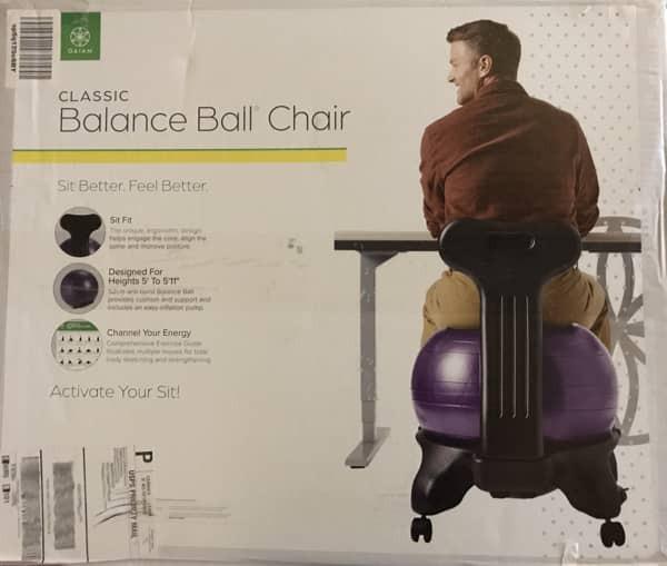 Gaiam Classic Balance Ball Chair - Ergonomic Stability Chair for Desk & Office | Yoga Ball Seat with Base, Air Pump, & Exercise Guide | Improves Posture & Core Strength (300 lb Capacity) customer photo 1