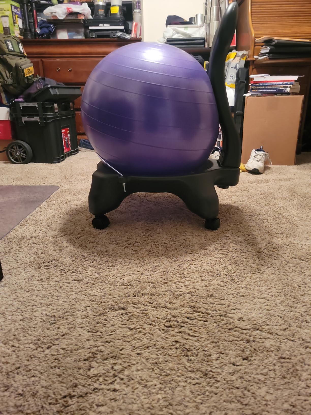 Gaiam Classic Balance Ball Chair - Ergonomic Stability Chair for Desk & Office | Yoga Ball Seat with Base, Air Pump, & Exercise Guide | Improves Posture & Core Strength (300 lb Capacity) customer photo 2