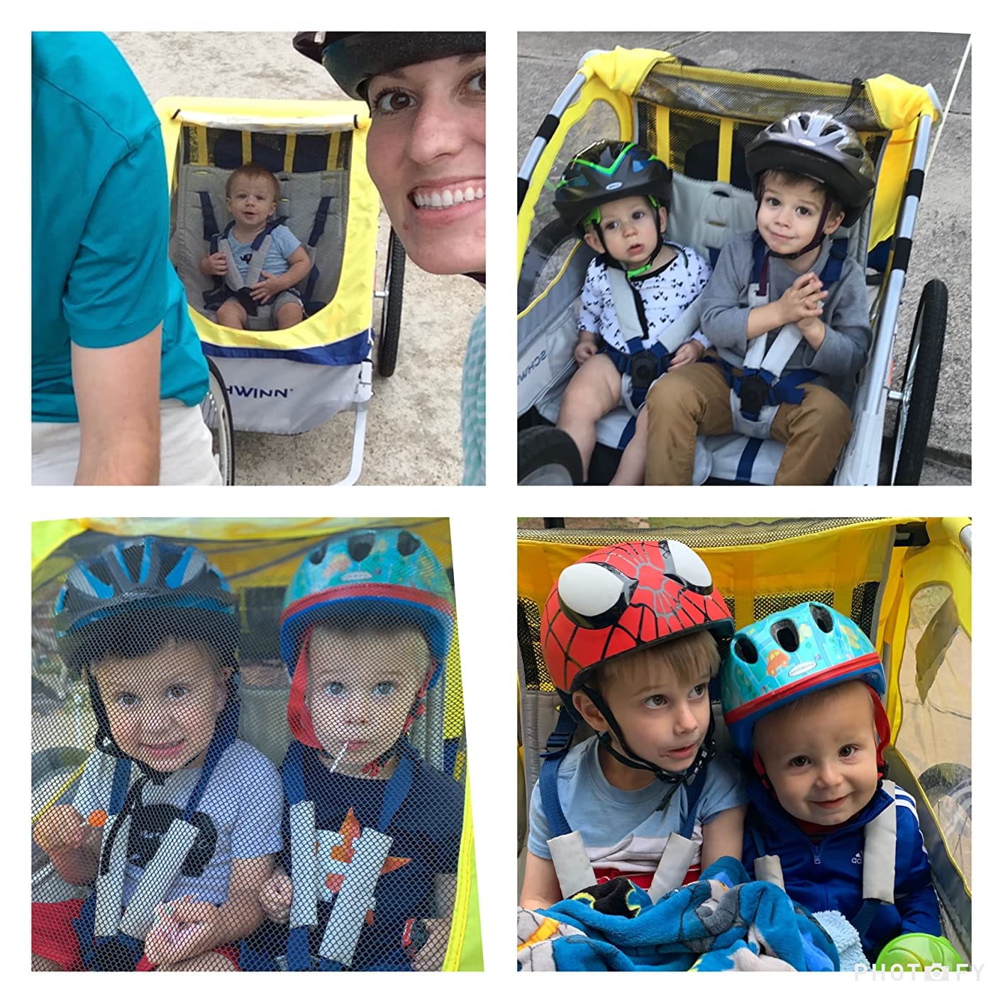 Schwinn Echo Child Bike Trailer, Max of 2 Children with Total Weight of 80 lbs., Canopy, 20-Inch Air-Filled Tires, Yellow/Grey customer photo 1