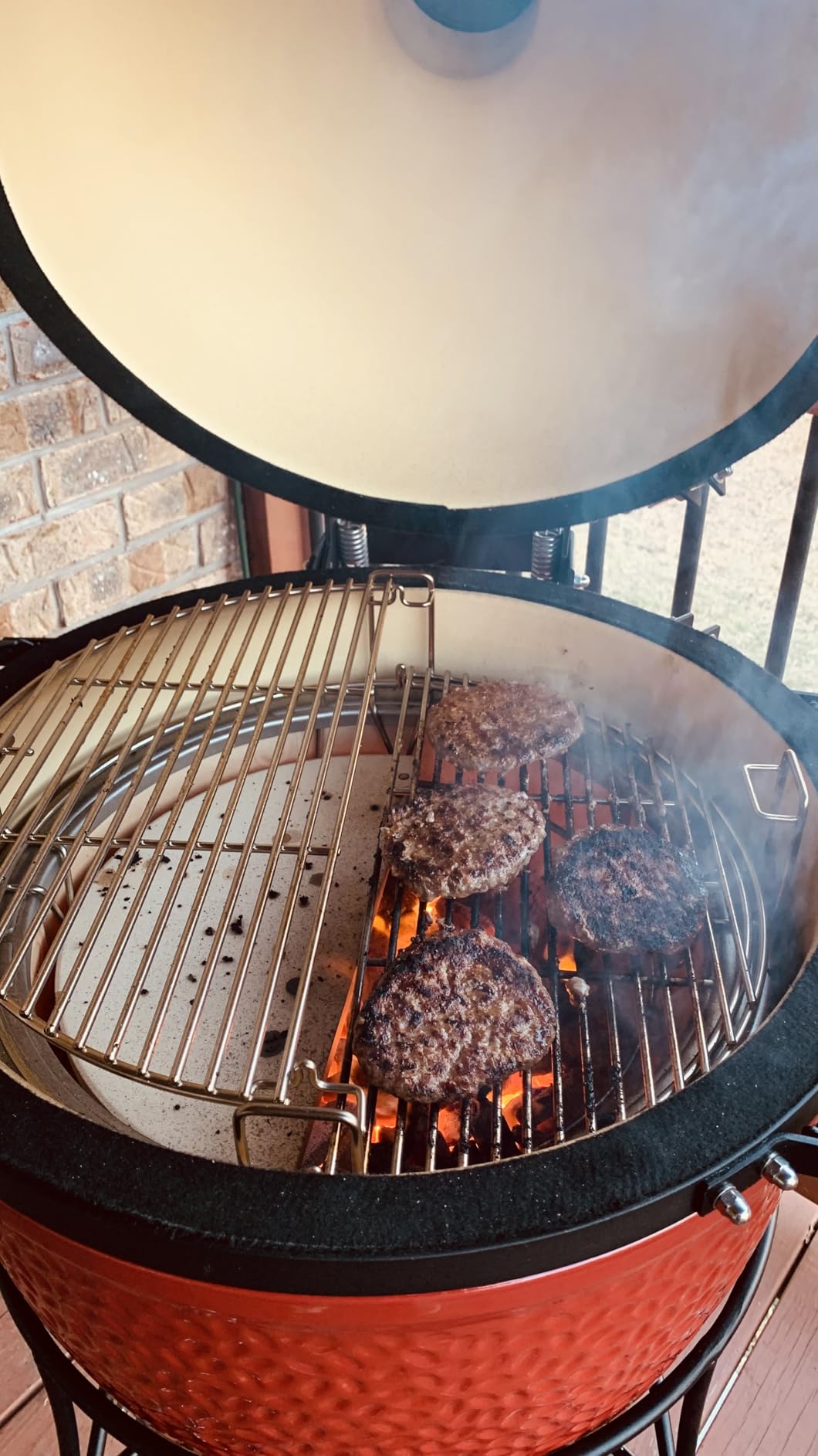 Kamado Joe Classic Joe I Premium 18-inch Ceramic Charcoal Grill and Smoker in Red with Cart, Side Shelves, 250 Cooking Square Inches, Model KJ23RH customer photo 2