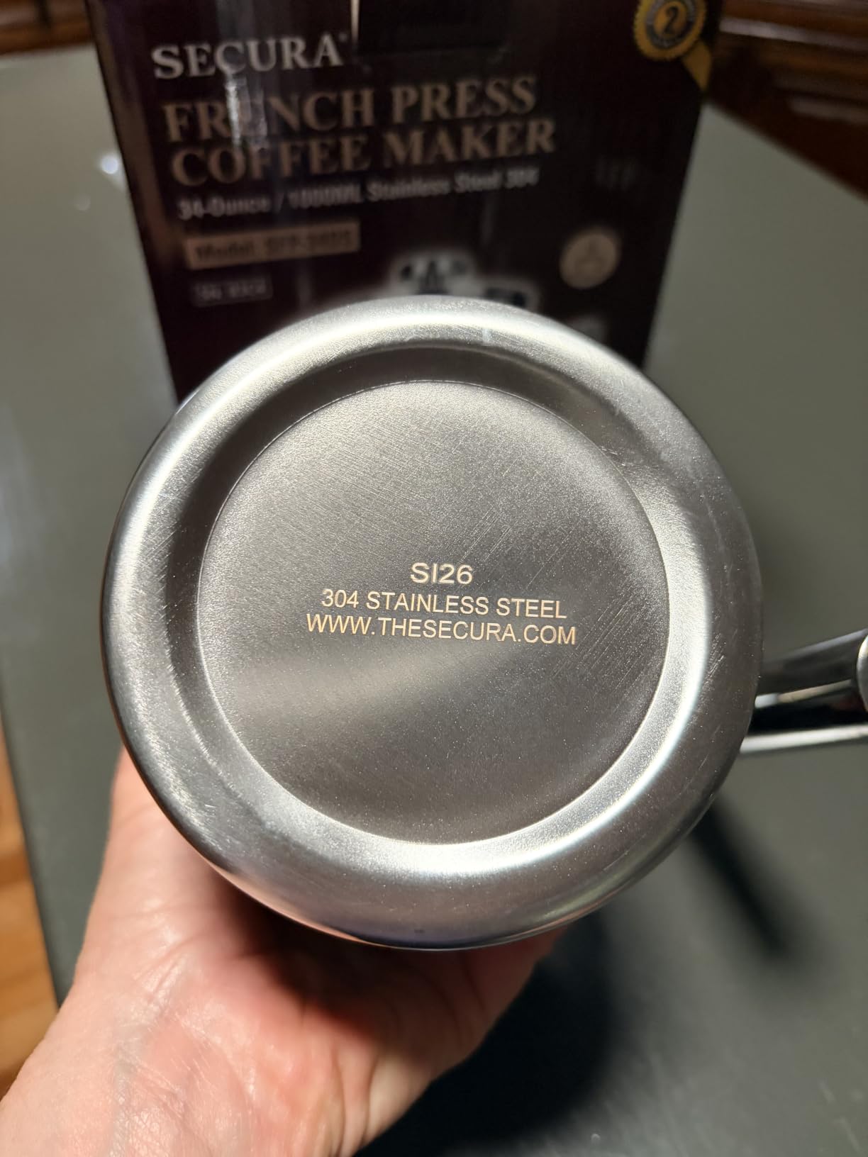 Secura French Press Coffee Maker, 304 Grade Stainless Steel Insulated Coffee Press with 2 Extra Screens, 34oz (1 Litre), Silver customer photo 1