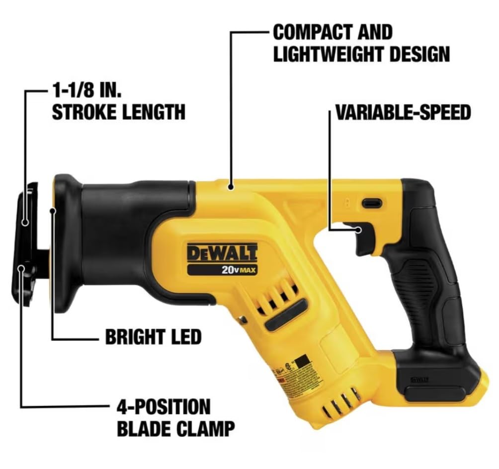 DEWALT 20V MAX Cordless Reciprocating Saw, Compact, Variable Speed, LED Light, Bare Tool Only (DCS387B) customer photo 2