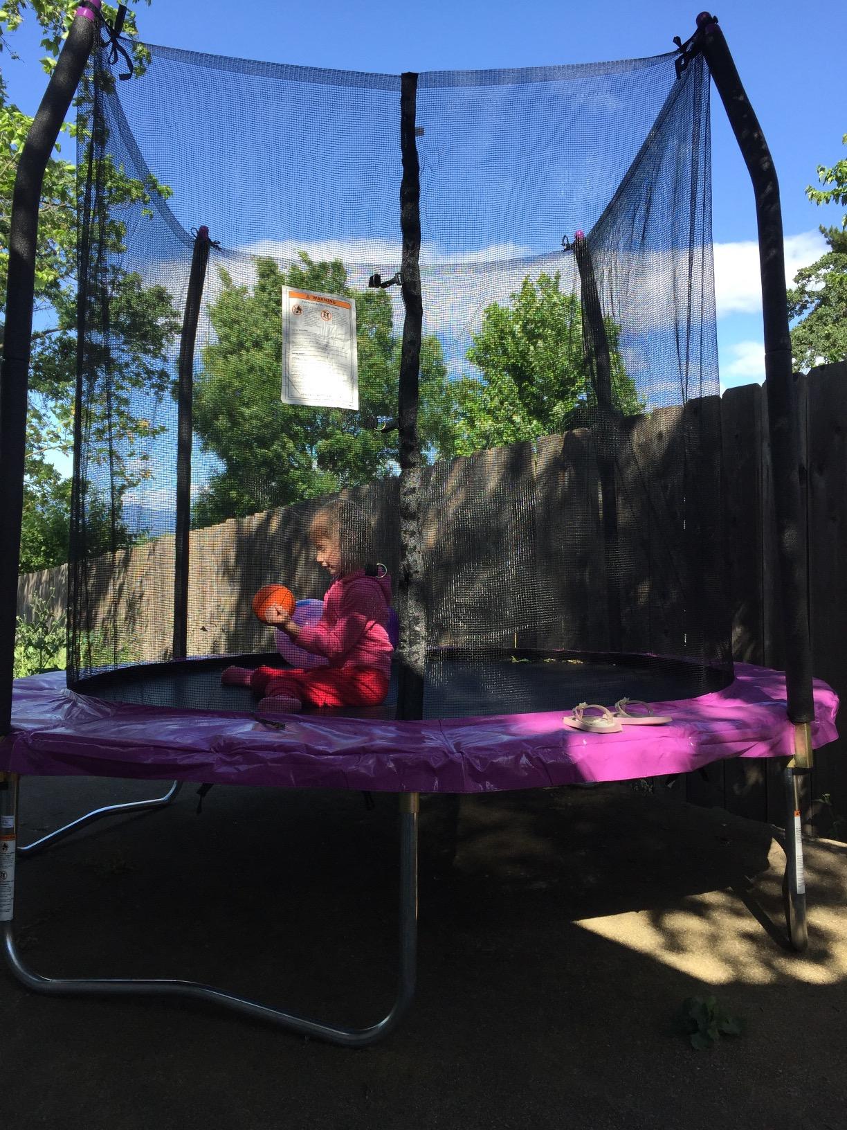 Skywalker Trampoline Outdoor 8 FT, 12 FT, 15 FT Jump N' Dunk Round Outdoor Trampoline with Net, Trampoline Mat, and Basketball Hoop for Trampoline customer photo 2