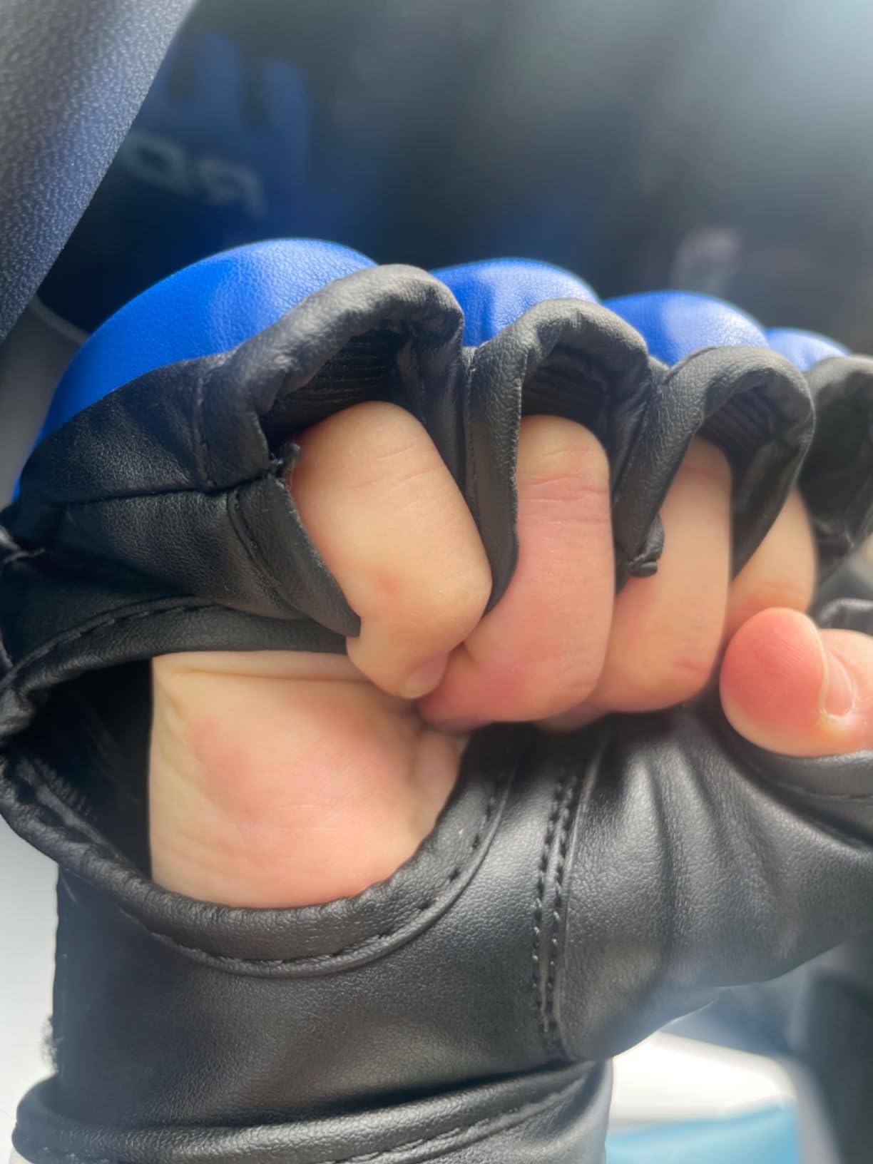 RDX MMA Gloves Grappling Sparring, Maya Hide Leather, Boxing Gloves Men Women Muay Thai Martial Arts Training, Half Finger Adjustable Mitts Wrist Support Kickboxing Cage Fighting Punching Bag Workout customer photo 1