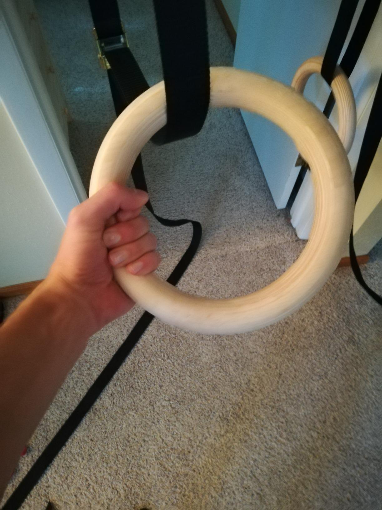 Titan Fitness 31.75mm Gymnastics Rings, Non-Slip Wooden Rings, Extra Long 16 FT Nylon Straps, FIG Gymnastic Rings with Cam Buckle System, Olympic Pull Up Fitness Rings, Rated 600 LB customer photo 1