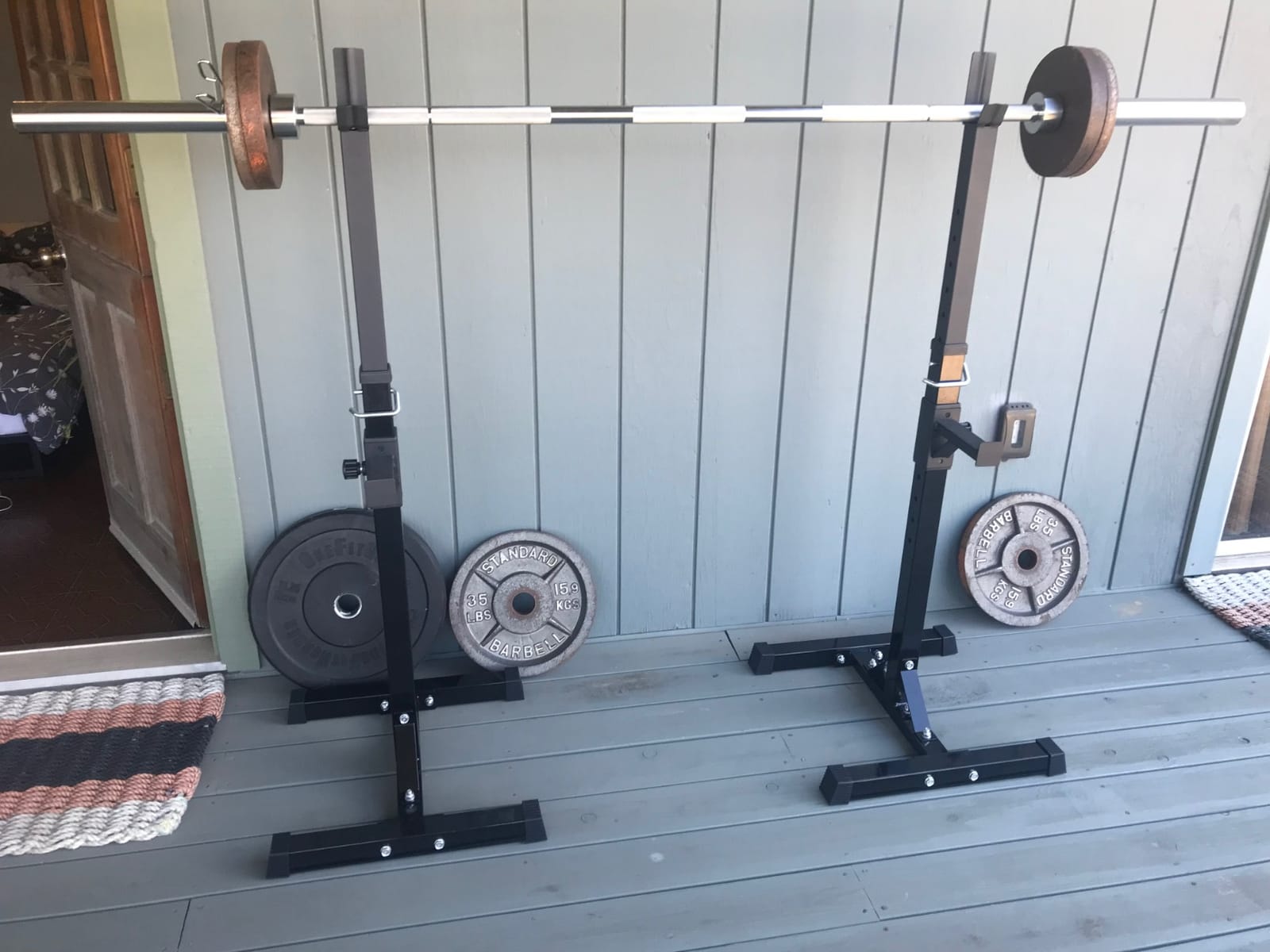 Yaheetech Pair of Adjustable Squat Rack Standard 44-70 Inch Barbell Rack, Solid Steel Squat Stands Bench Press Storage Home Gym Portable Dumbbell Stands customer photo 1