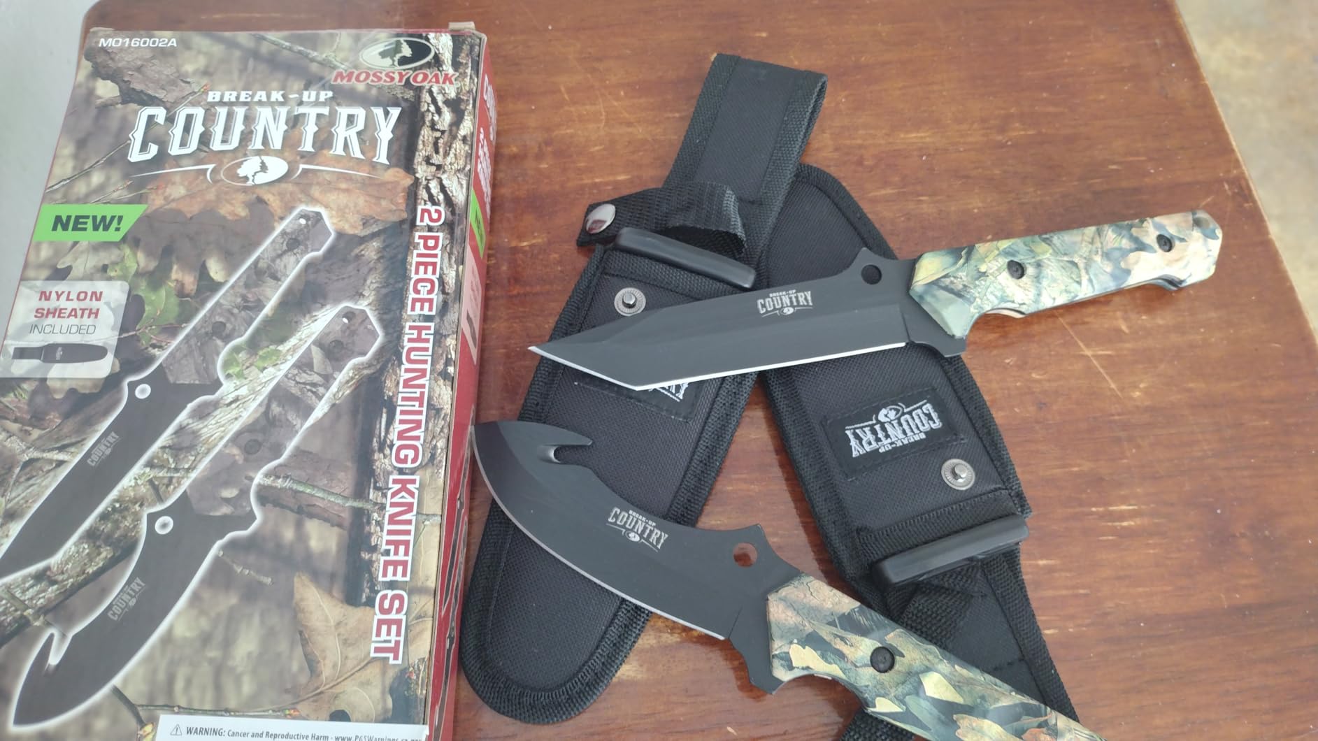 Mossy Oak Fixed Blade Hunting Knife Set - 2 Piece, Sheath Included | Full Tang Handle Straight Edge and Gut Hook Blades Game Processing Knife customer photo 1