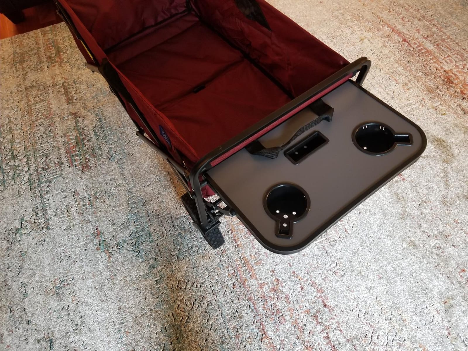 MacSports Collapsible Outdoor Utility Wagon with Folding Table and Drink Holders, Maroon (WTC-167) customer photo 2