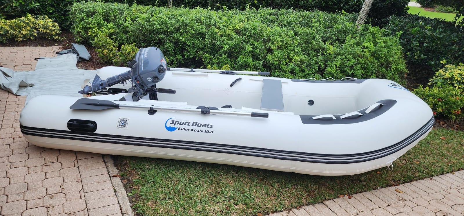 Killer Whale 10.8' Inflatable Dinghy | Aluminum Floor Dinghy with Durable Heat-Welded PVC | 5 Person Inflatable Dinghy | 15HP Motor Ready | Rigid aluminum hard floor | 1,268 lb max load | yacht tender customer photo 1