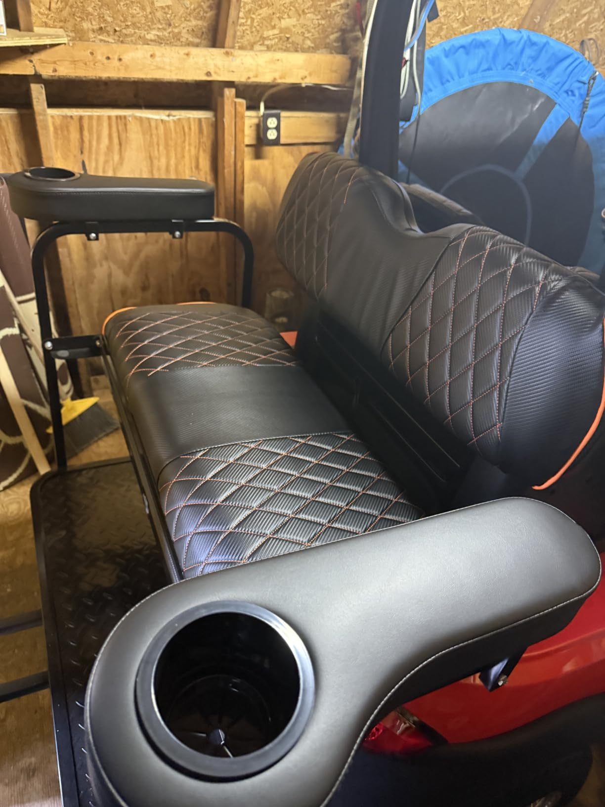 10L0L Golf Cart Rear Seat Kit Arm Rest Set with Cup Holder for Yamaha EZGO Club Car Golf Cart UV-Proof Coating Long Lasting, No Drilling Kits Include customer photo 1