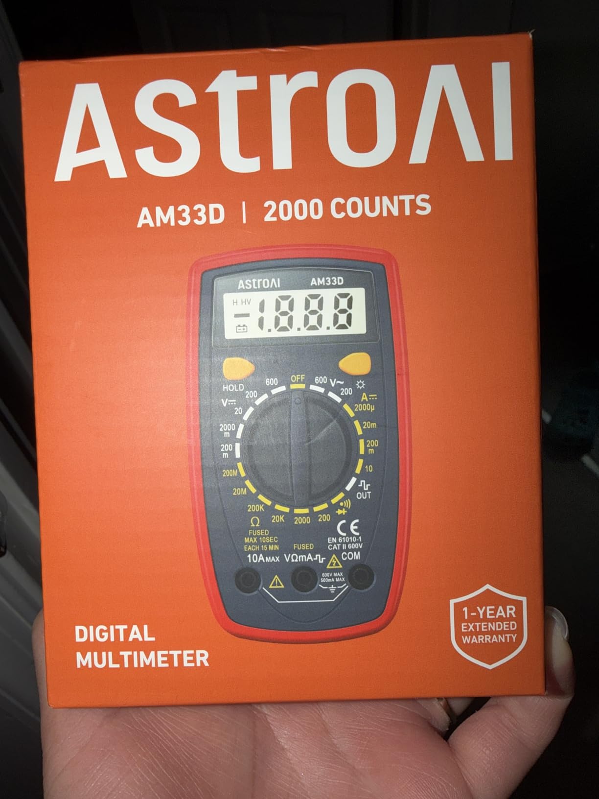 AstroAI Digital Multimeter Tester 2000 Counts with DC AC Voltmeter and Ohm Volt Amp Meter; Measures Voltage, Current, Resistance, Continuity and Diode, Blue customer photo 2
