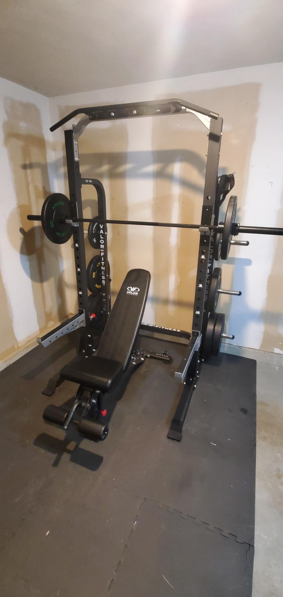 Valor Fitness Half Rack Squat Machine - 5 Position Multi-Grip Pull Up Station - Adjustable Height, Plate Storage, Bar Storage and Resistance Band Pegs - 750lbs customer photo 1